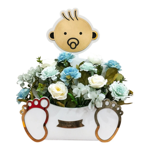 باکس گل نوزادی پسر آبی ( بیبی باکس ) مدل baby box کد94