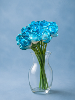 گل مصنوعی رز دسته 10 عددی آبی مدل rose