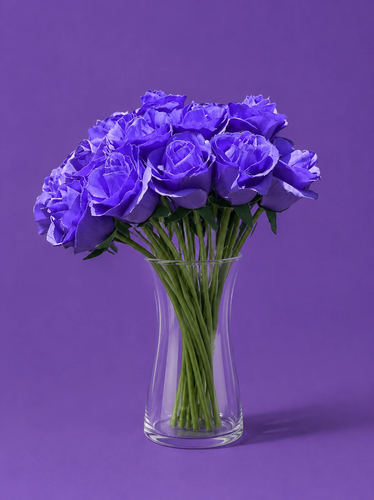 گل مصنوعی رز دسته 10 عددی بنفش مدل rose