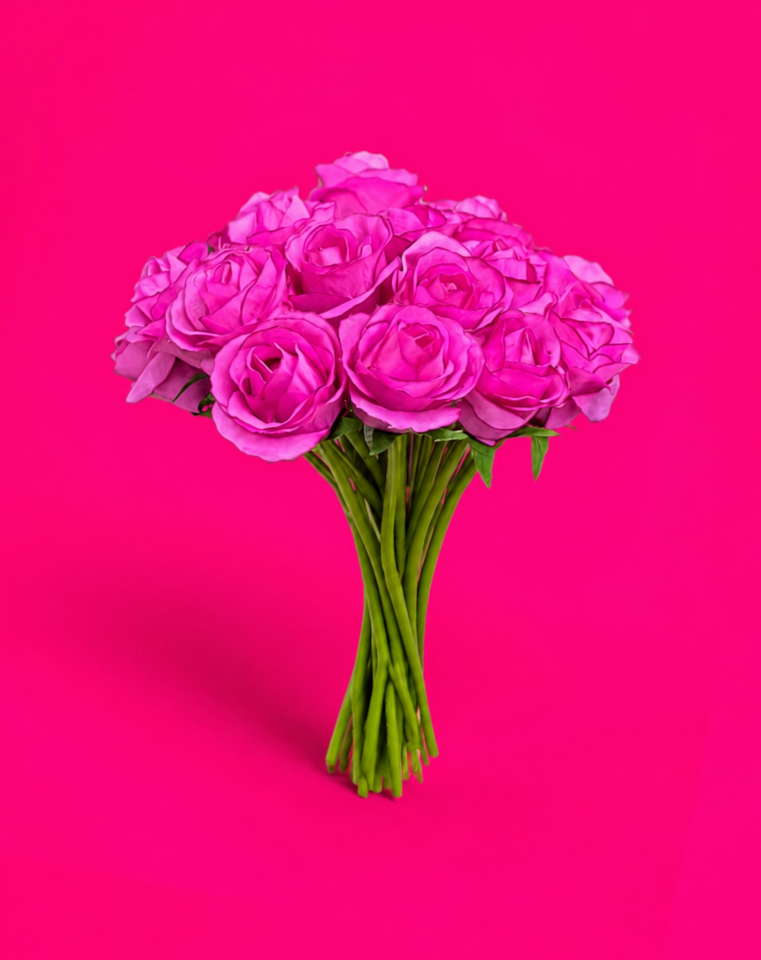 گل مصنوعی رز دسته 10 عددی سرخابی مدل rose
