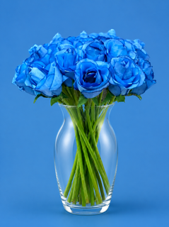 گل رز مصنوعی دسته 10 عددی رنگ آبی مدل rose کد 60