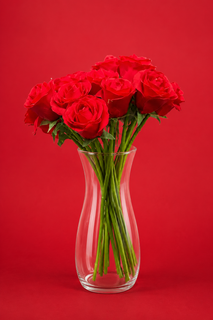 گل رز مصنوعی دسته 10 عددی رنگ قرمز مدل rose کد 58