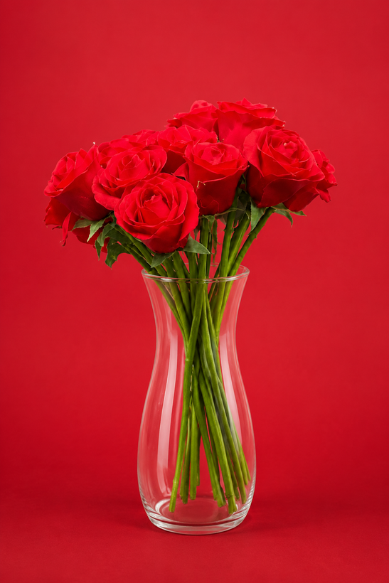گل رز مصنوعی دسته 10 عددی رنگ قرمز مدل rose کد 58