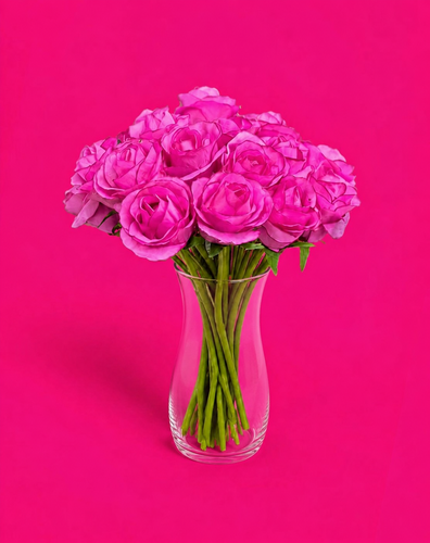 گل مصنوعی رز دسته 10 عددی سرخابی مدل rose