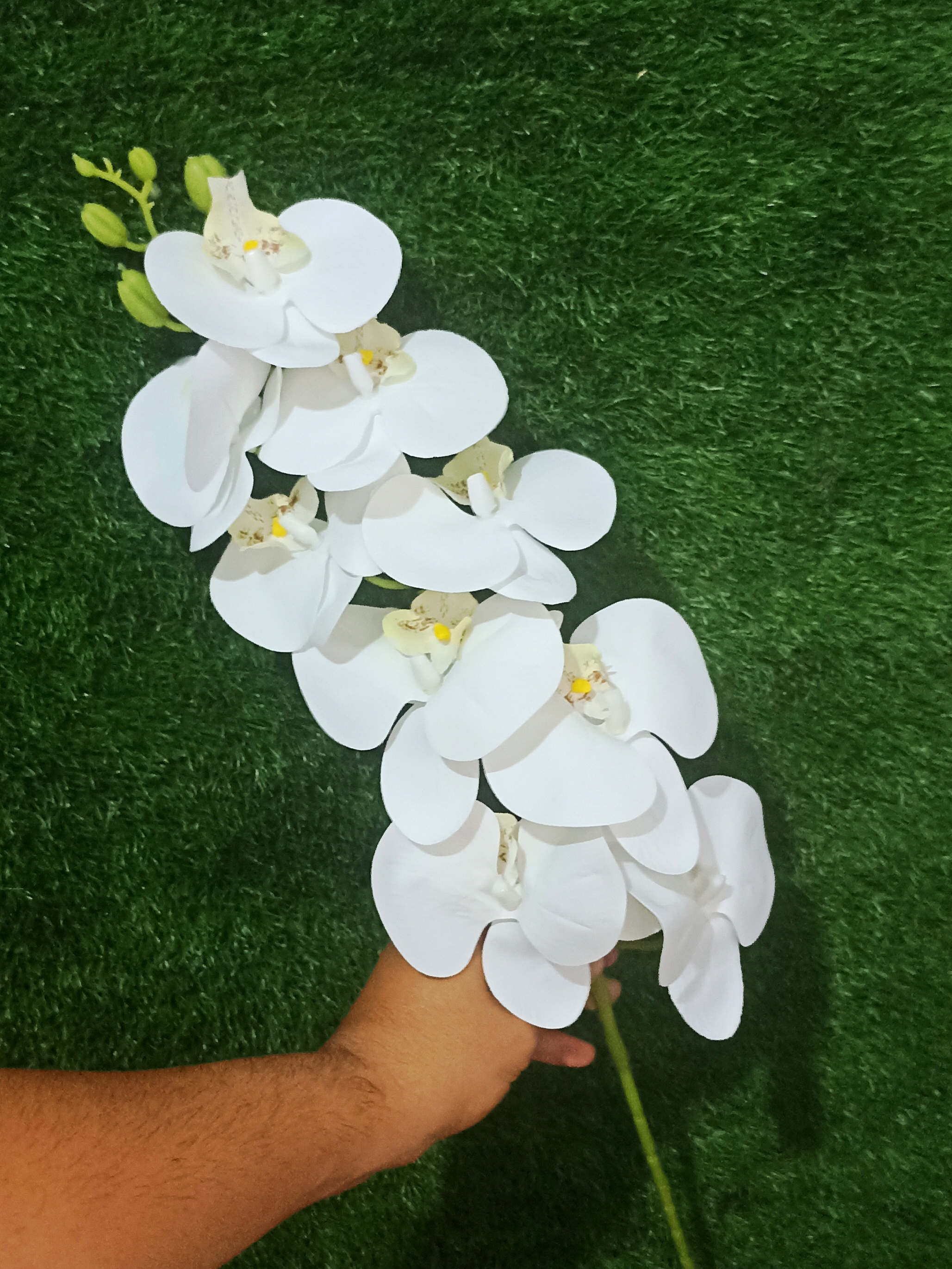 گل ارکیده مصنوعی ۹ گل چرمی مصنوعی