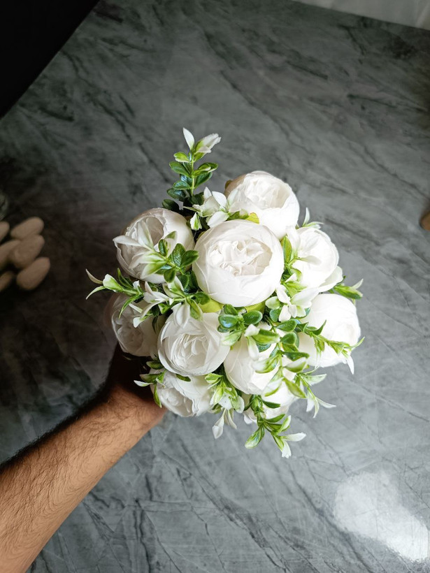 دسته گل عروس پیونی 10 شاخه (مصنوعی)
