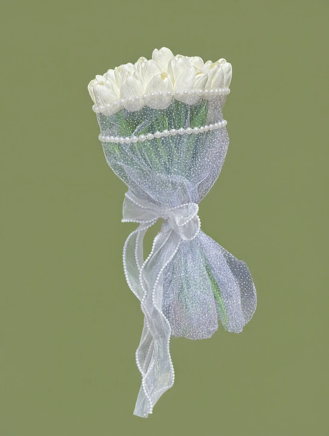 دسته گل عروس لاله (19شاخه لاله لمسی)
